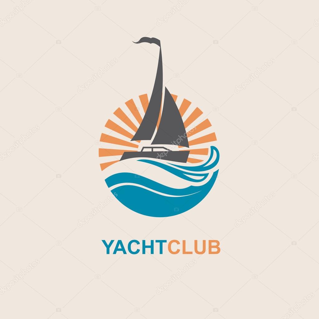 Design of yacht icon on waves