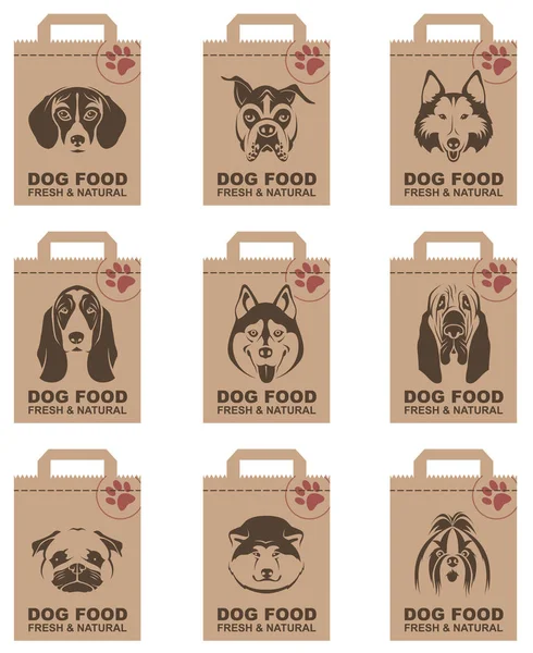 Dog food packages set — Stock Vector