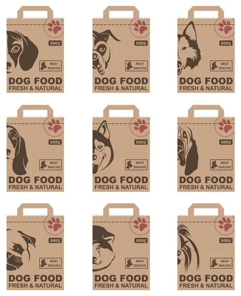 Dog food packages set — Stock Vector