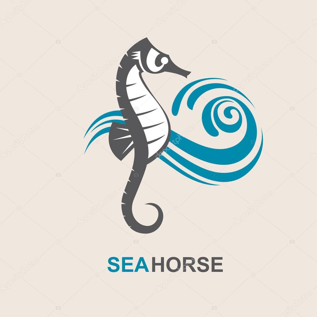 Image of sea horse and ocean waves