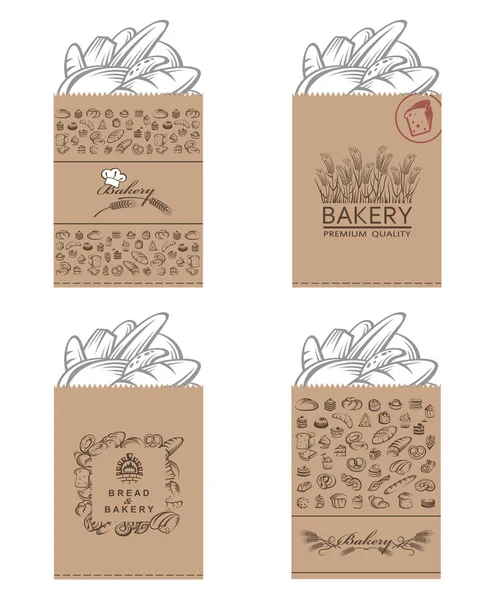 Conjunto de pacotes de padaria —  Vetores de Stock