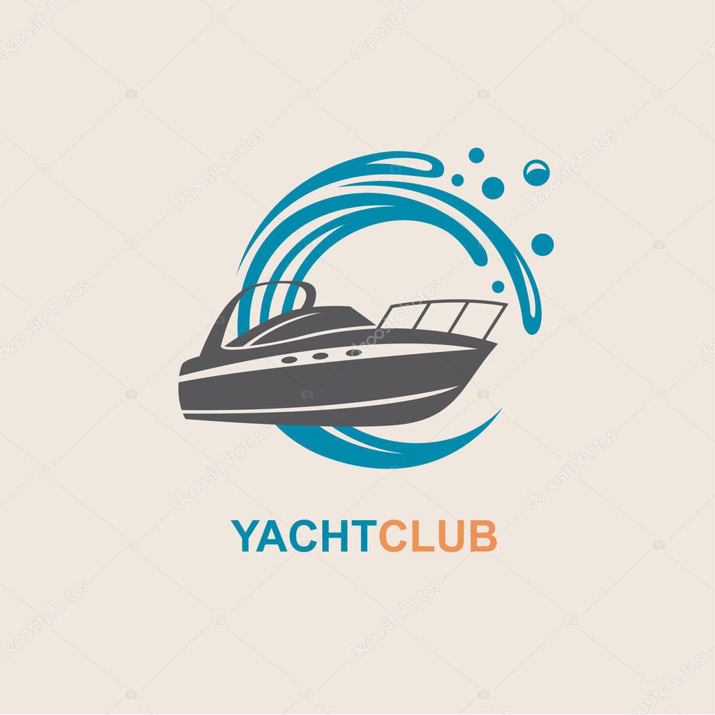Image of motorboat icon on waves