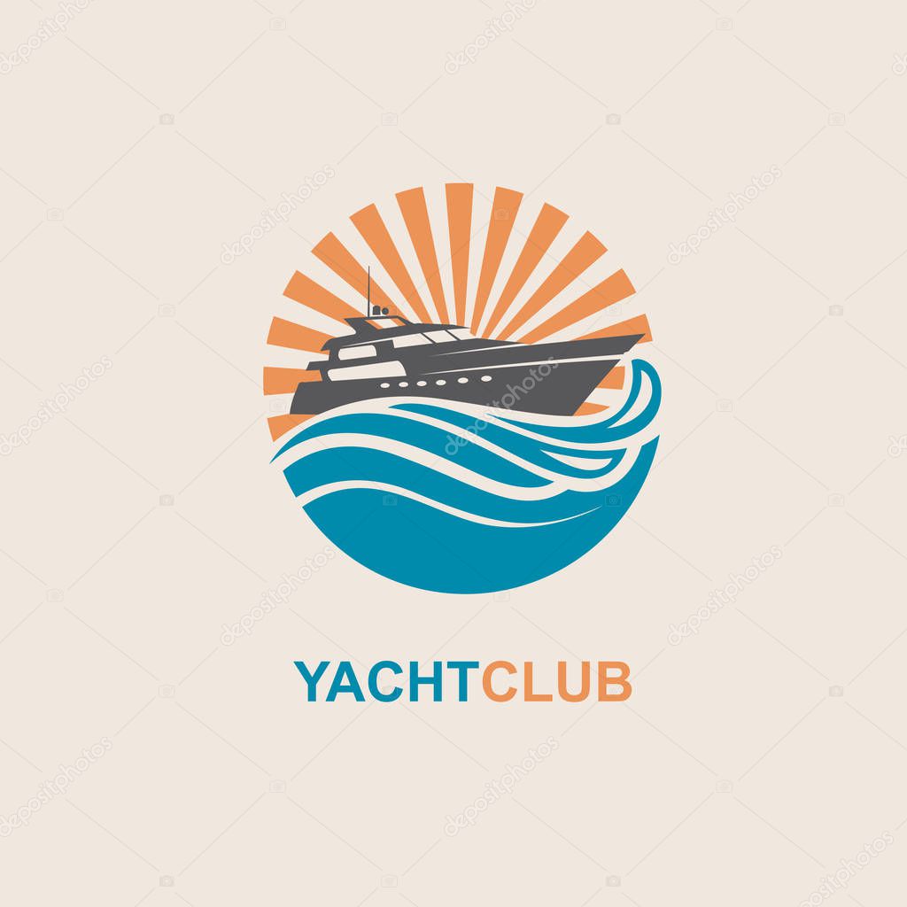 Image of motorboat icon on waves