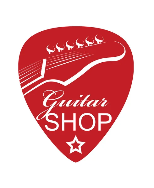Ikone mit Gitarre und Pick — Stockvektor