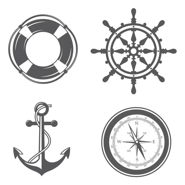 Коллекция морских элементов — стоковый вектор