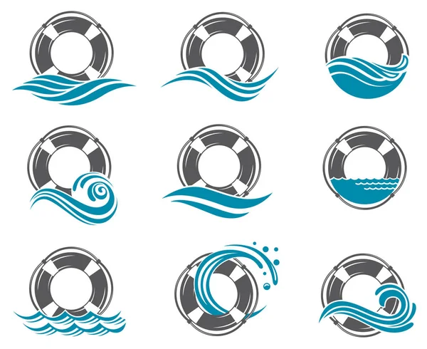 Ensemble de symboles de bouée de sauvetage — Image vectorielle