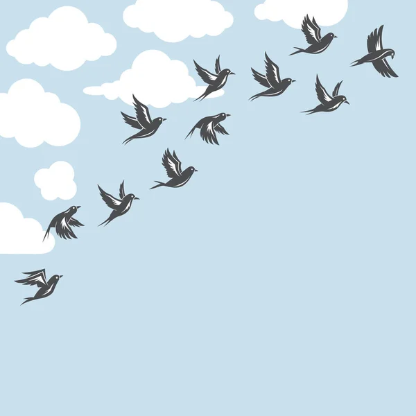 Background with flock of birds — Stock Vector