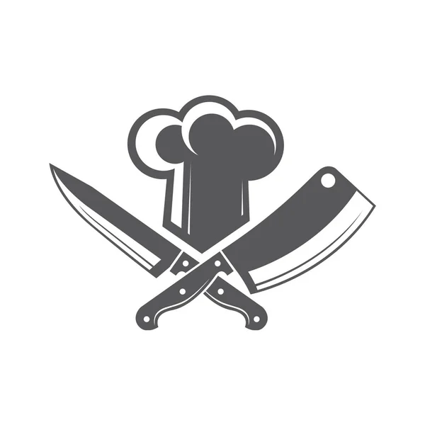 Couteaux croisés et chapeau de chef — Image vectorielle