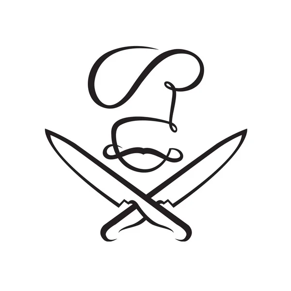 划线的刀和厨师 — 图库矢量图片