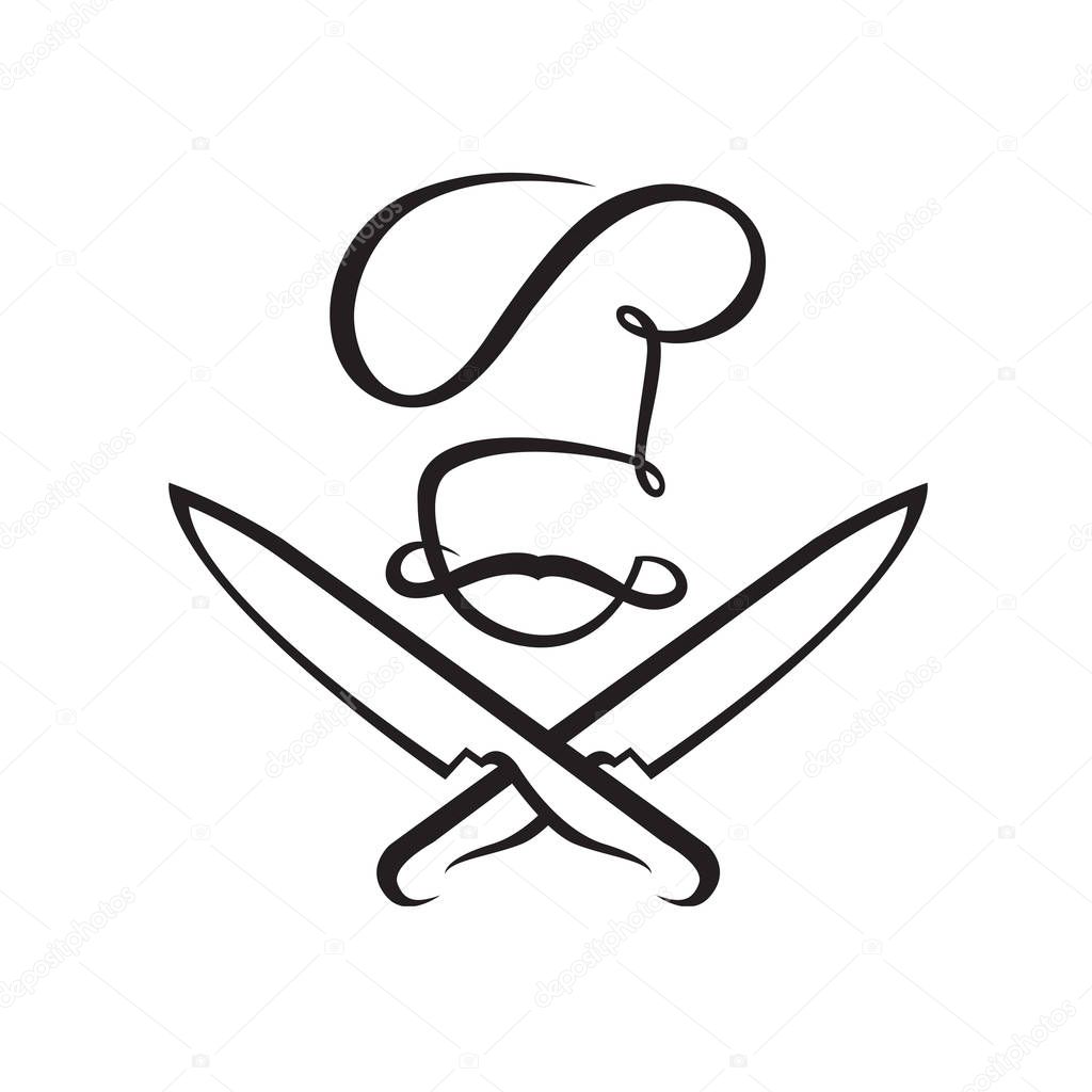 crossed knives and chef