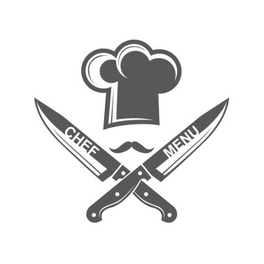 çapraz bıçak ve chef şapka bıyıklı