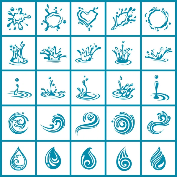 Set icone astratte dell'acqua — Vettoriale Stock