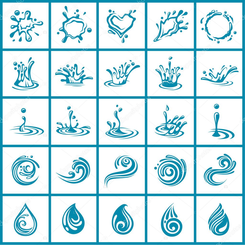 abstract water icons set