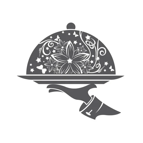 Ícone do restaurante com bandeja — Vetor de Stock