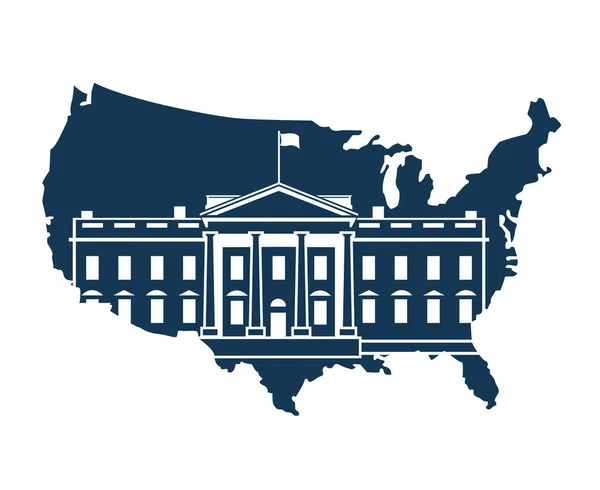 Weißes Haus auf dem Hintergrund der Karte — Stockvektor