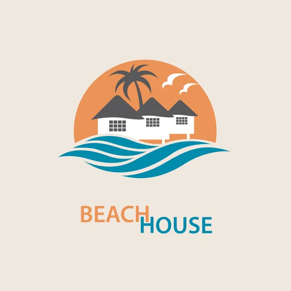 Logo maison plage — Image vectorielle