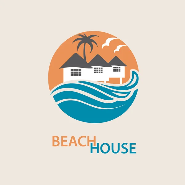 Beach house logotyp — Stock vektor