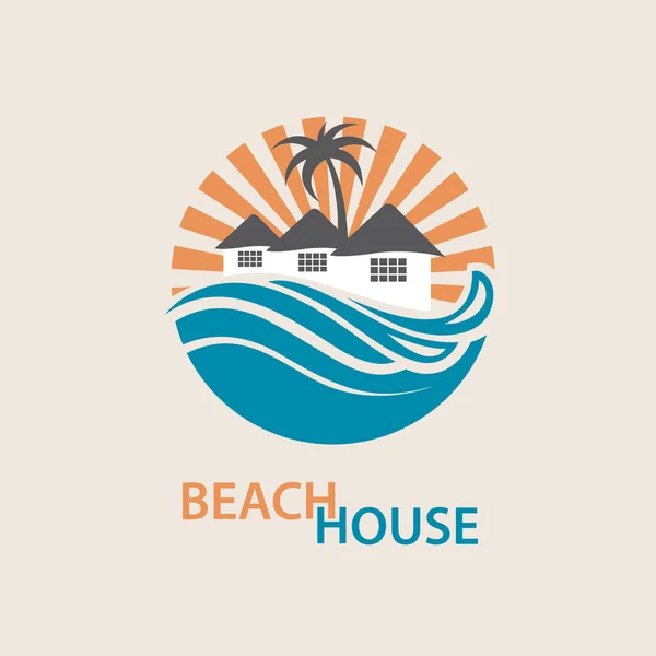 Beach house logotyp — Stock vektor