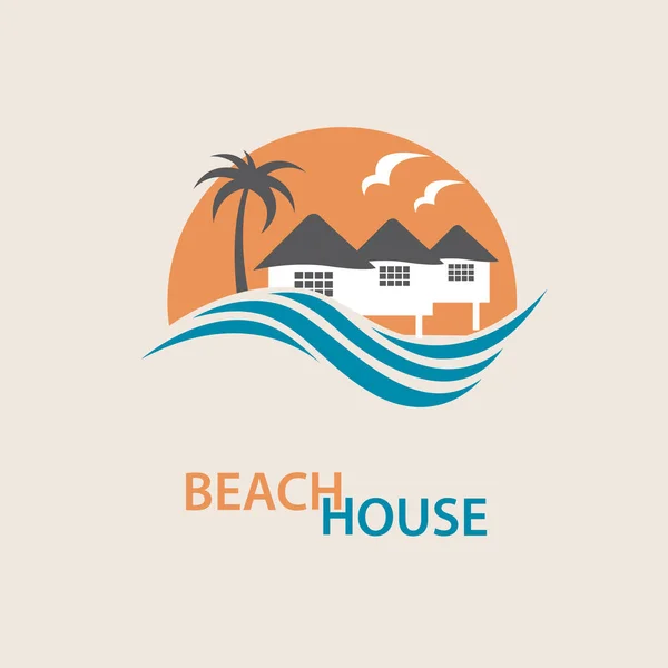 Beach house logotyp — Stock vektor