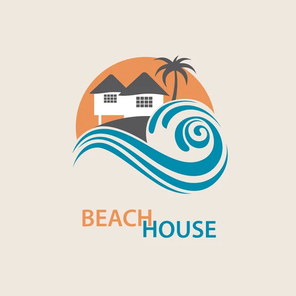 Logo maison plage — Image vectorielle