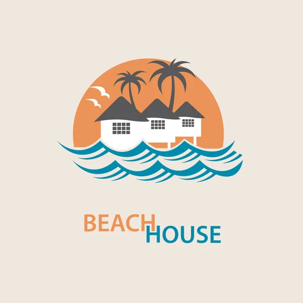 Logo maison plage — Image vectorielle