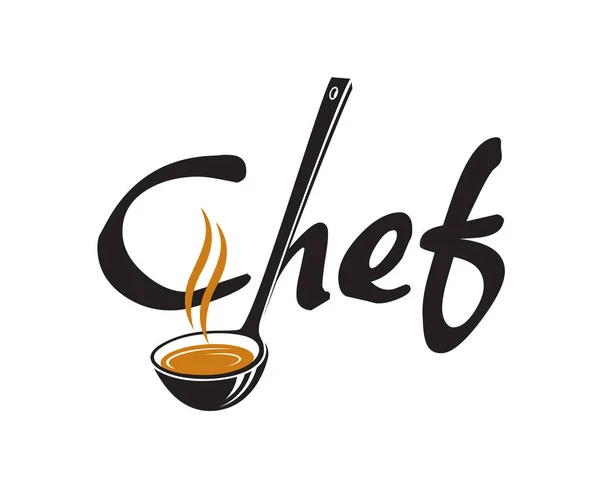 Lettrage chef avec louche — Image vectorielle