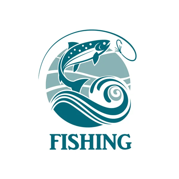 Emblème de pêche au saumon — Image vectorielle
