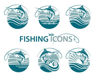 fishing emblems set
