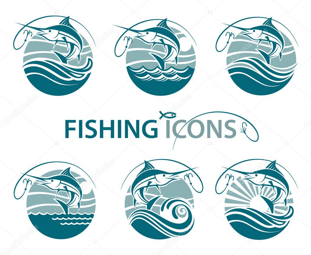 fishing emblems set