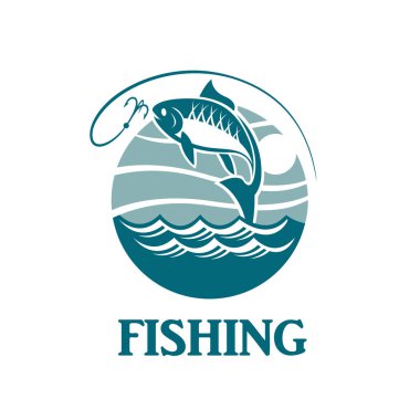 fishing emblem with waves