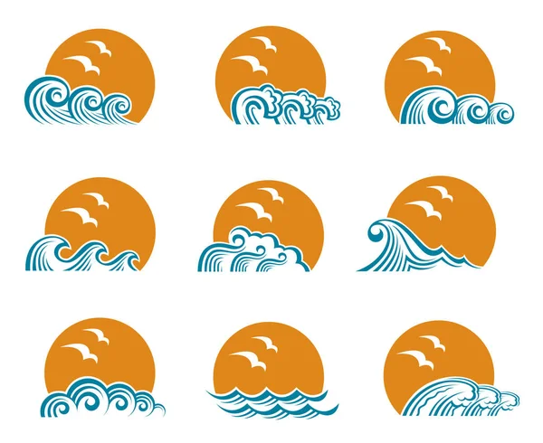 Logo-Designs für Ozeane — Stockvektor