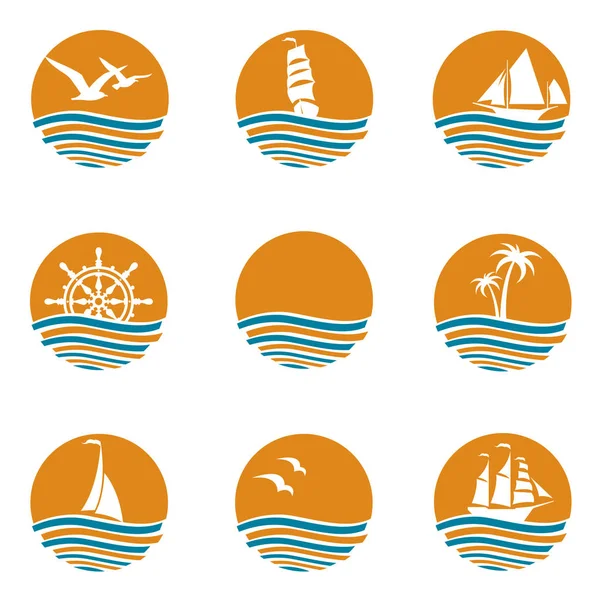 Logotipos oceánicos — Vector de stock