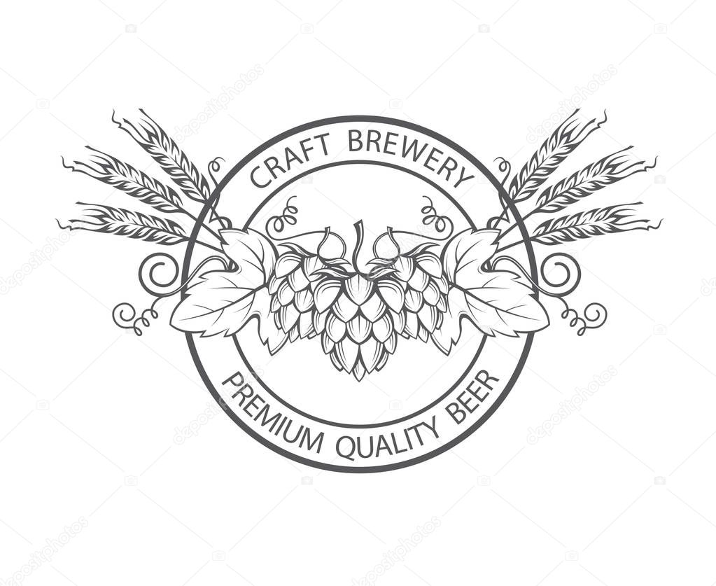 stamp with hops and barley ear