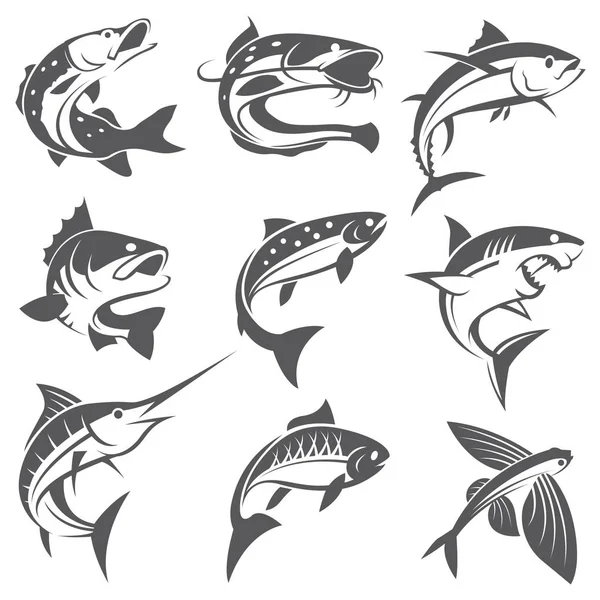 Conjunto de ilustraciones de peces — Archivo Imágenes Vectoriales