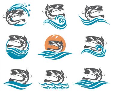 Yayın balığı illüstrasyonlar seti