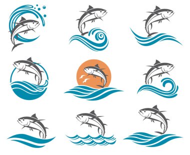 tuna fish illustrations set