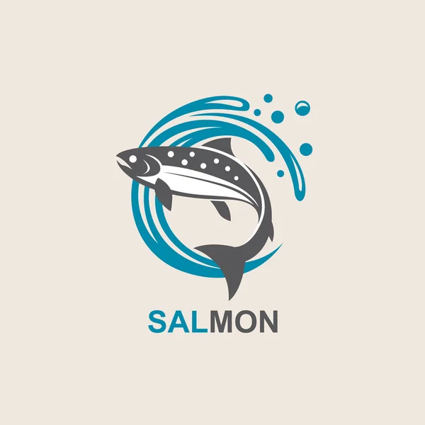 Salmón icono de pescado — Archivo Imágenes Vectoriales