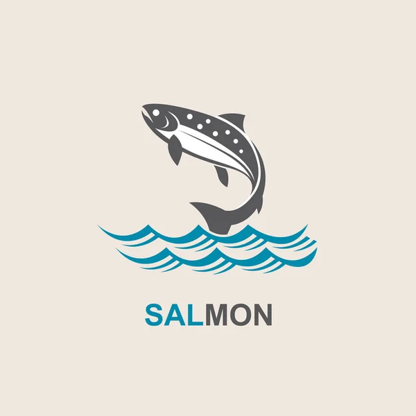 Salmón icono de pescado — Vector de stock