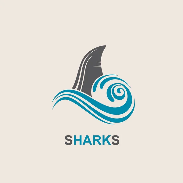 Köpekbalığı yüzgeci simgesi — Stok Vektör