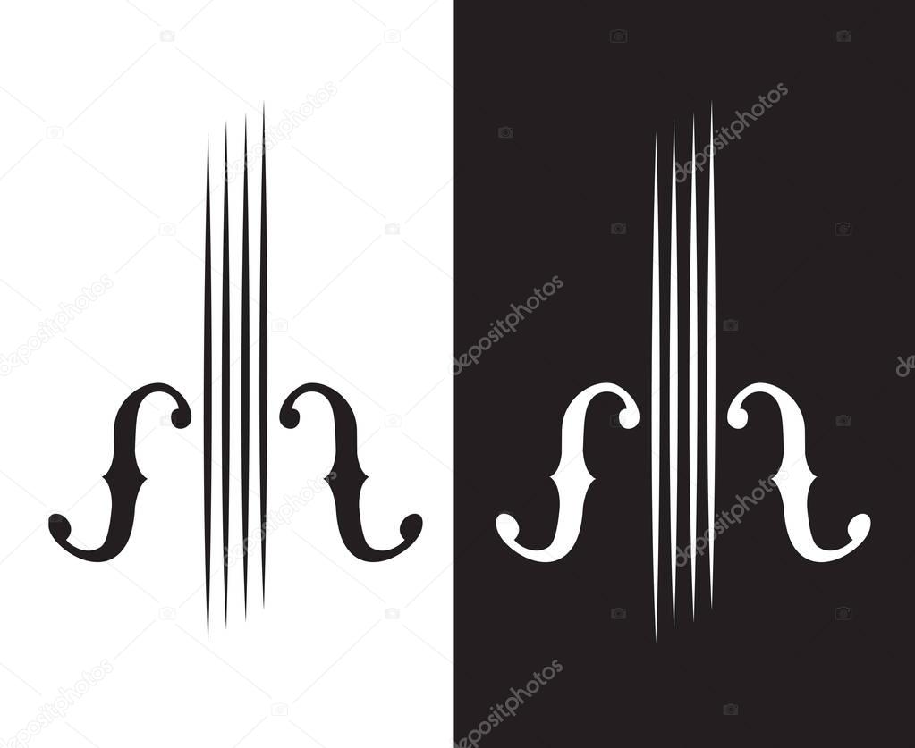 Abstract monochrome illustration of violin