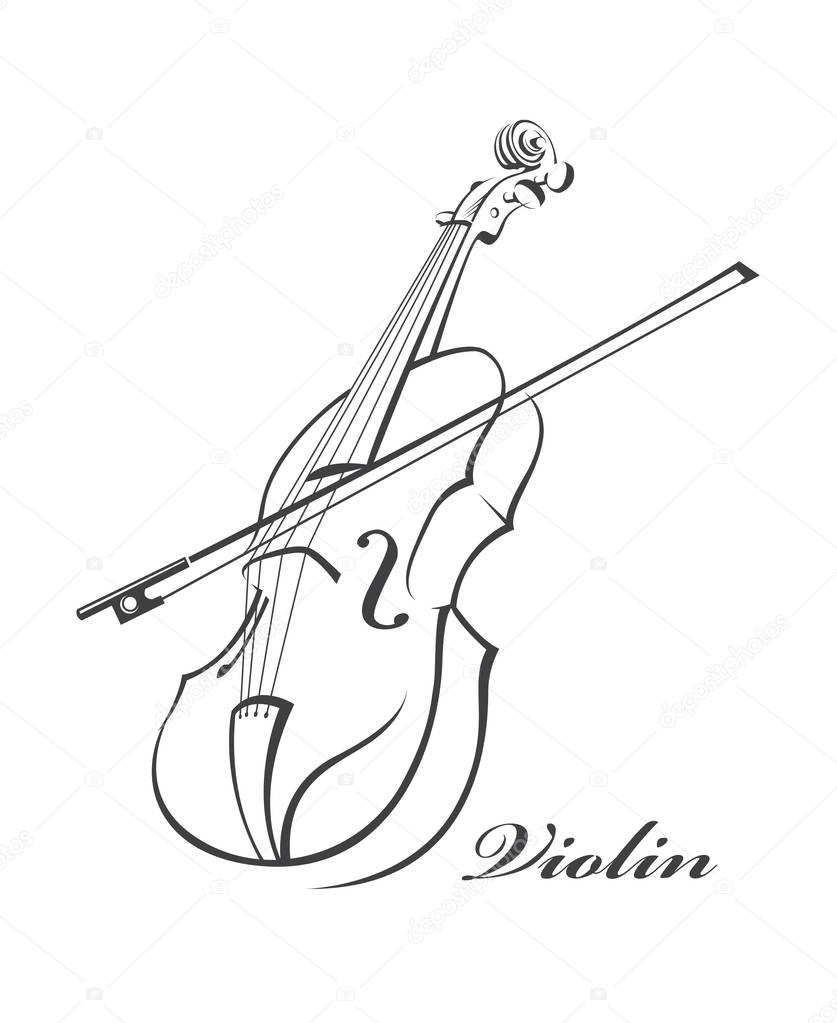 Abstract monochrome illustration of violin