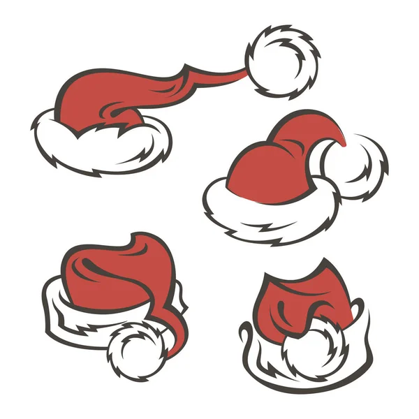 Santa hoeden set — Stockvector