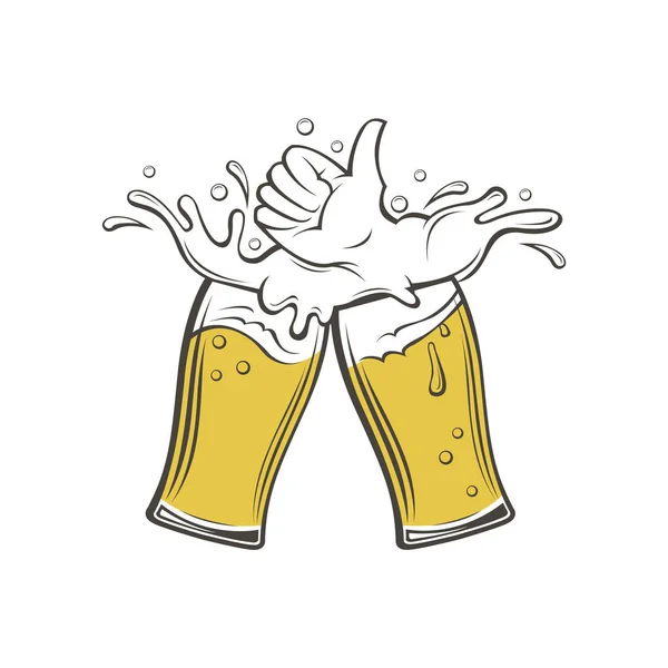 Imagen de vasos de cerveza — Vector de stock