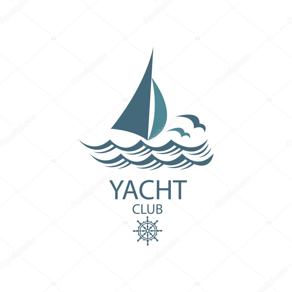 yacht and waves icon