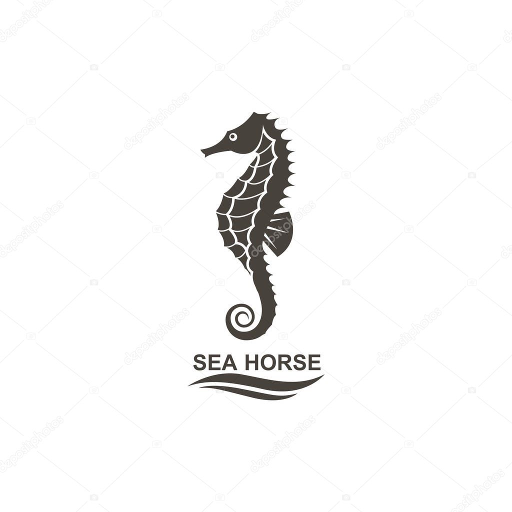 Icon of seahorse on isolated white background