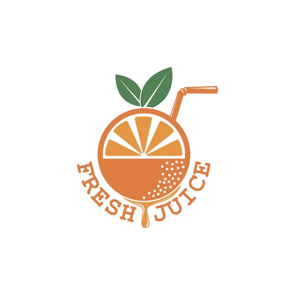 Godło Kolorowe Świeżego Soku Pomarańczowego — Wektor stockowy