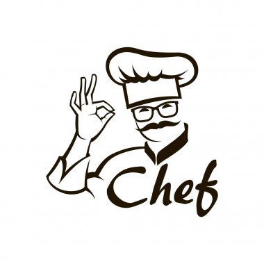 Bıyıklı Şef tek renkli çizimi