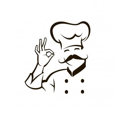 Bıyıklı Şef tek renkli çizimi