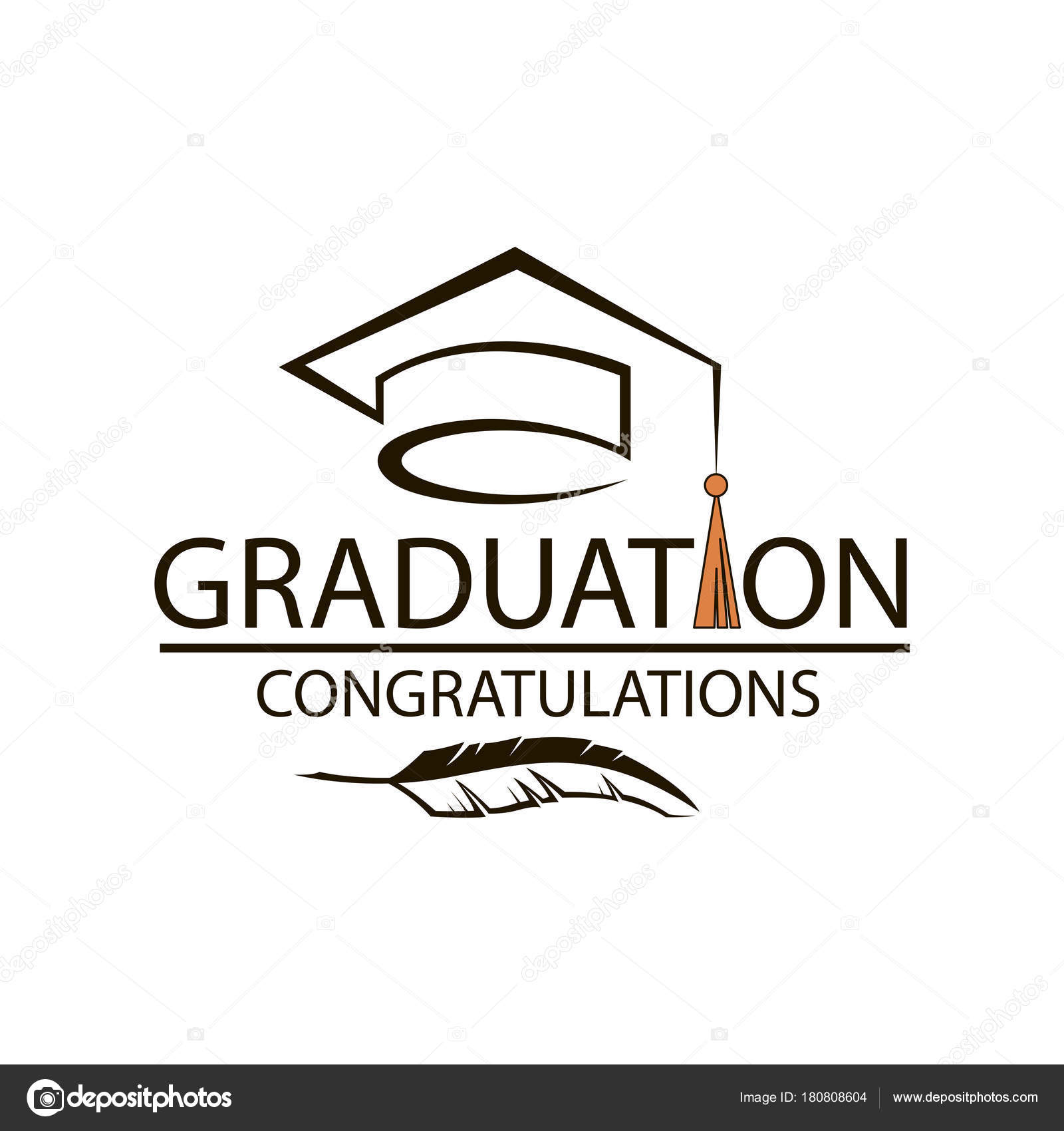 Emblema Negro Gorra Graduación Pluma Vector de stock #180808604 de ©alexkava, image size:1600x1700