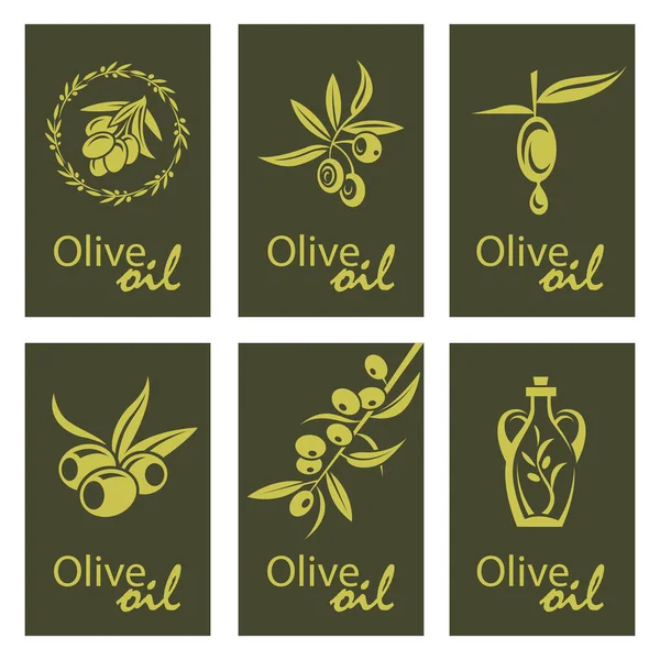 Collection Labels Olive Oil — Stock Vector